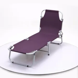 Foldable [Detachable Pillow Carry Bag] Cot Purple Reclining Camping Military Bed