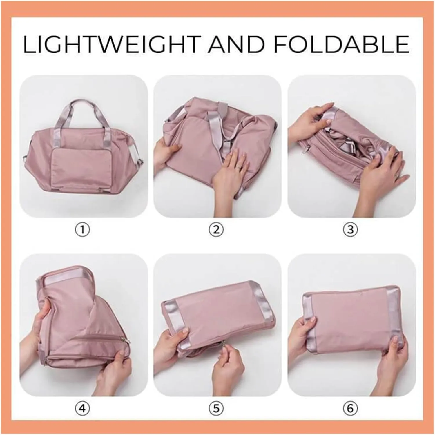 Foldable Large Capacity Storage Folding Bags Travel Bags Handy Luggage Handbags Women's Gym Bags (Color : Black, Size : 42x28x22cm)