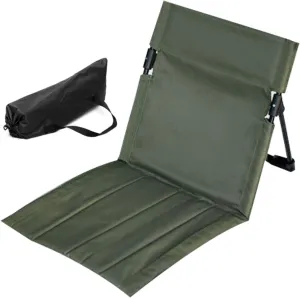 Folding Beach Chair Breathable Stable Portable Beach Chair with Sponge Filling & Mesh Pocket Lightweight Soft Sturdy Folding Floor for Fishing, Barbecues, Hiking (Olive Green)