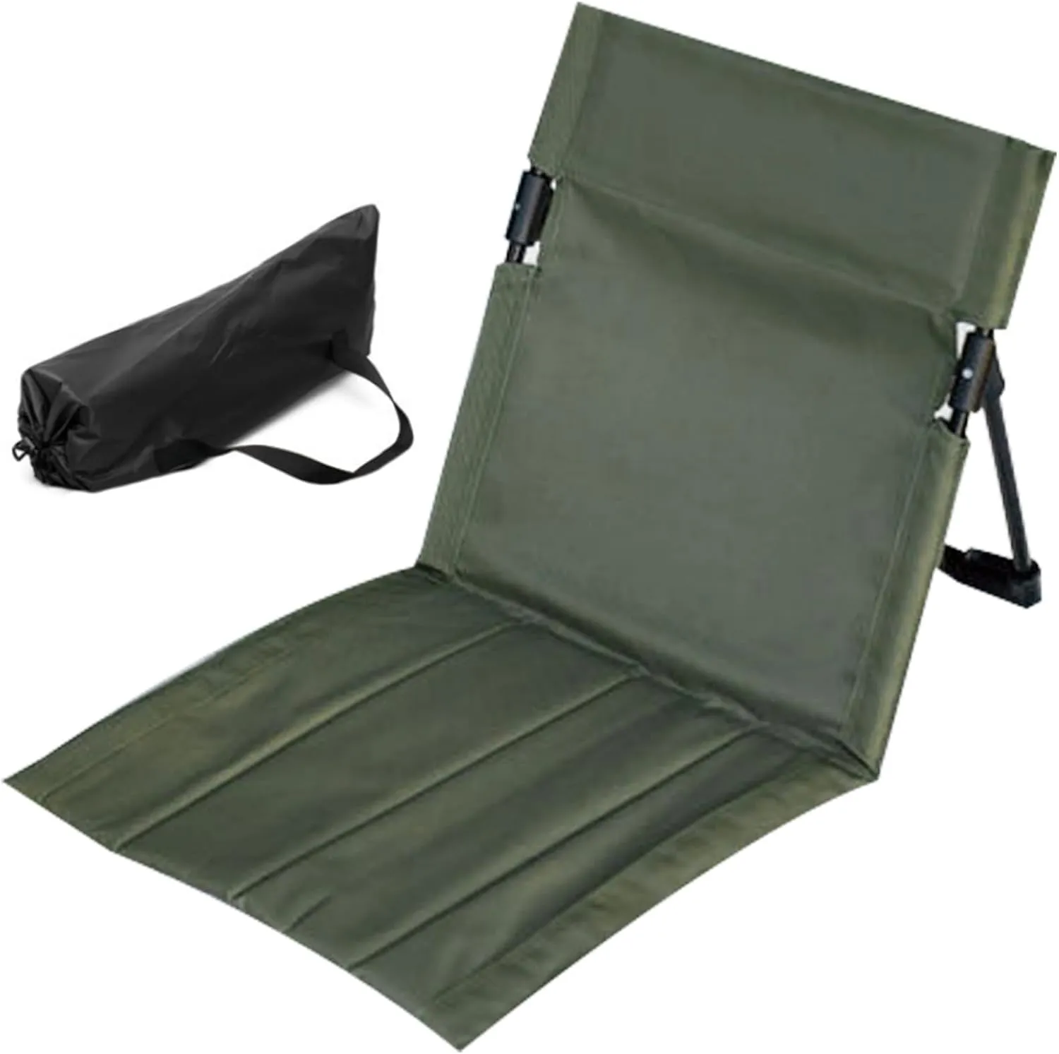 Folding Beach Chair Breathable Stable Portable Beach Chair with Sponge Filling & Mesh Pocket Lightweight Soft Sturdy Folding Floor for Fishing, Barbecues, Hiking (Olive Green)