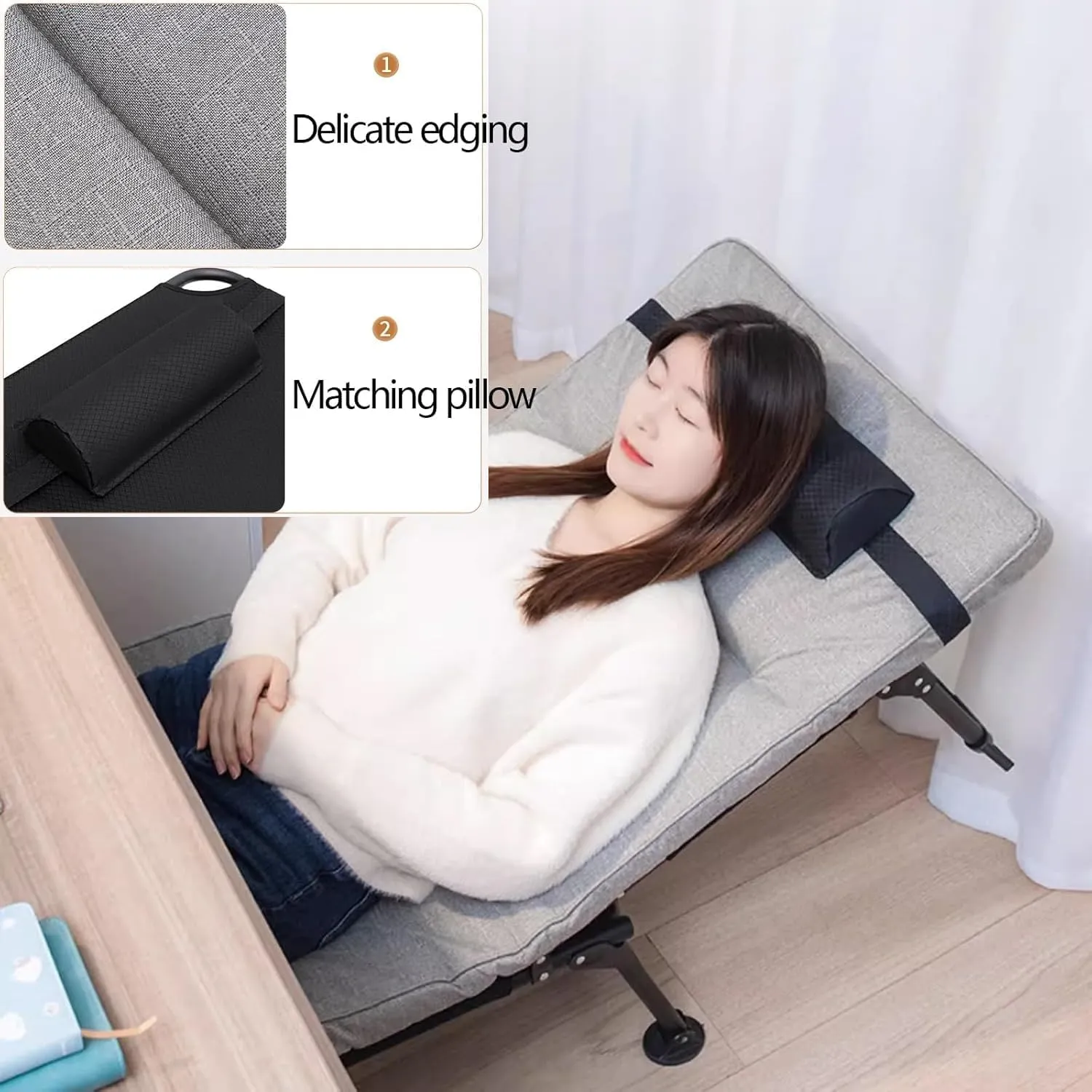 Folding Camping Bed 4 Adjustment Levels Sleeping Cots for Adults with Removable Mattress Camping Cot Load 220lbs Folding Cot