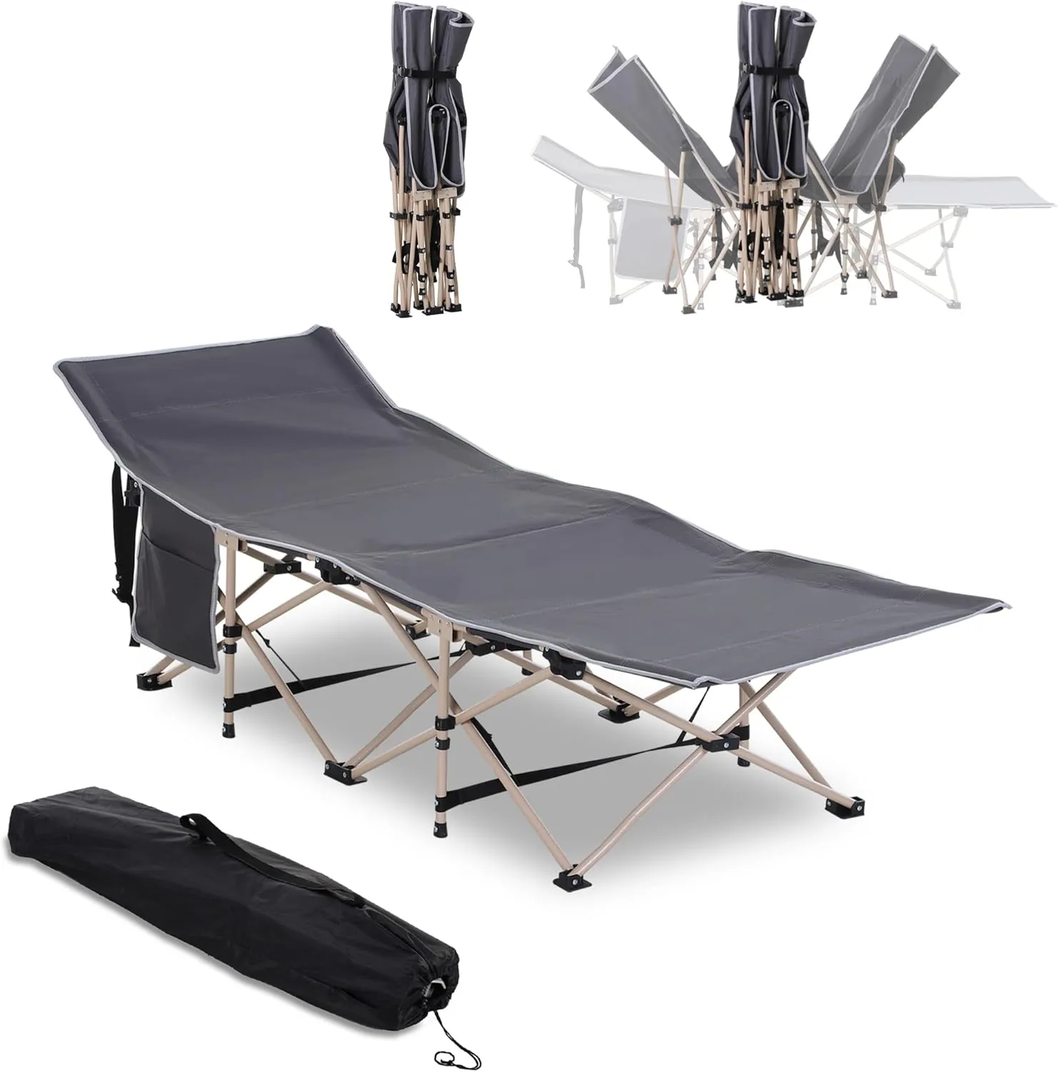 Folding Camping Cot for Adults - Elevated Sleeping Bed, Portable & Durable for Travel, Hiking, Camping