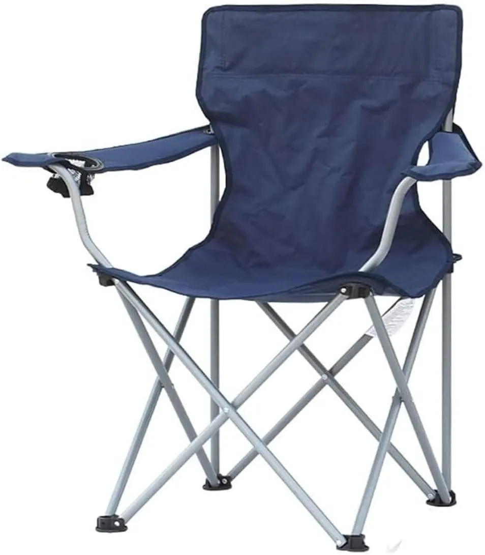 Folding Chairs Padded Camping Chairs Outdoor Folding Armchair with Cup Holder Beach Fishing Chair Portable Leisure High Backrest Chair Portable Camping Chair(Color:Blue)
