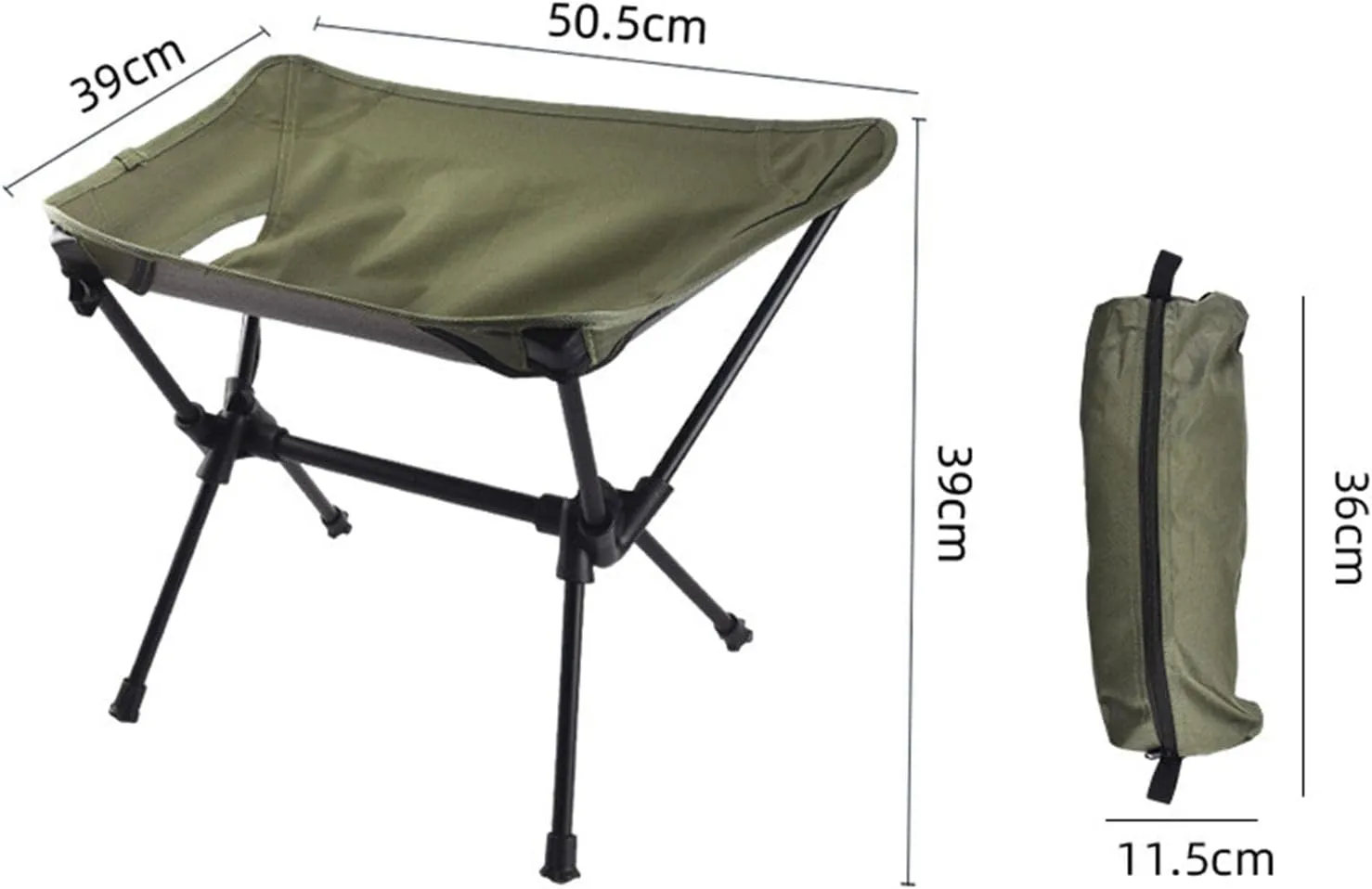 Folding Stool Camping Chair Compact Foot Stool Includes Storage Bag Portable Fishing Chair for Backpacking Hiking Outdoor Travel Picnic, Green