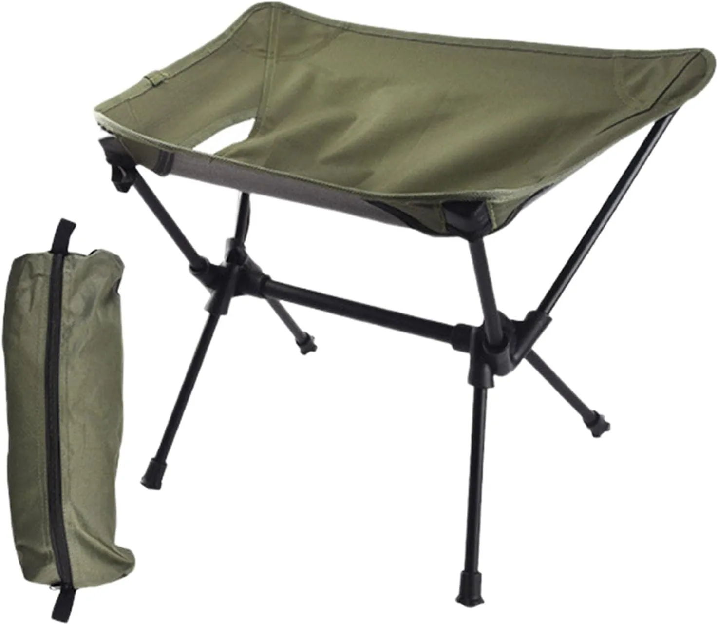 Folding Stool Camping Chair Compact Foot Stool Includes Storage Bag Portable Fishing Chair for Backpacking Hiking Outdoor Travel Picnic, Green