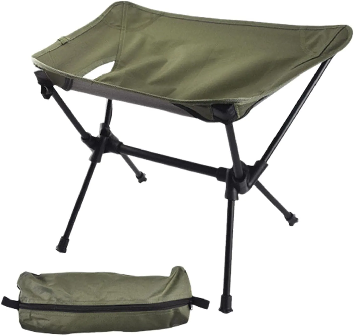Folding Stool Camping Chair Compact Foot Stool Includes Storage Bag Portable Fishing Chair for Backpacking Hiking Outdoor Travel Picnic, Green