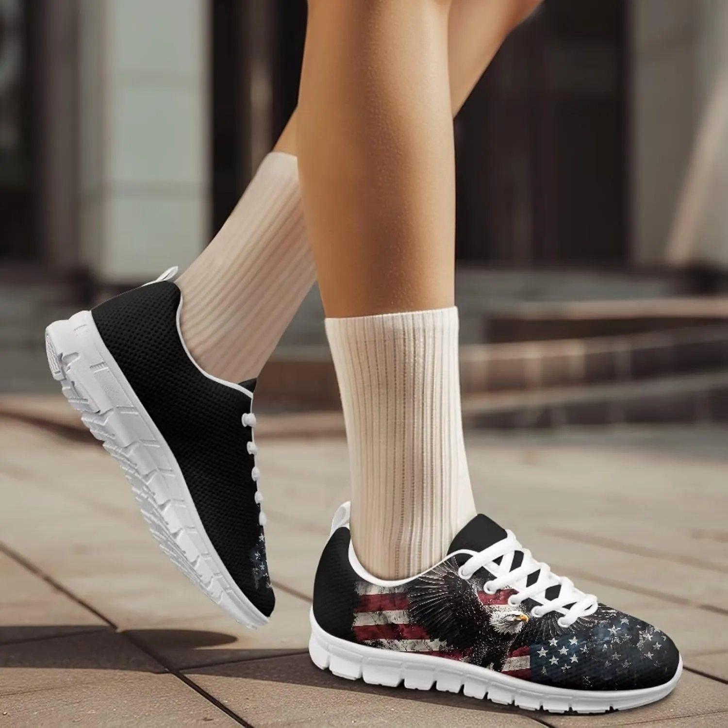Forchrinse Cute Jean Cat with Green Eyes Women's Walking Running Shoes Slip on Easy Sneaker Sports Causal Athletic Shoes