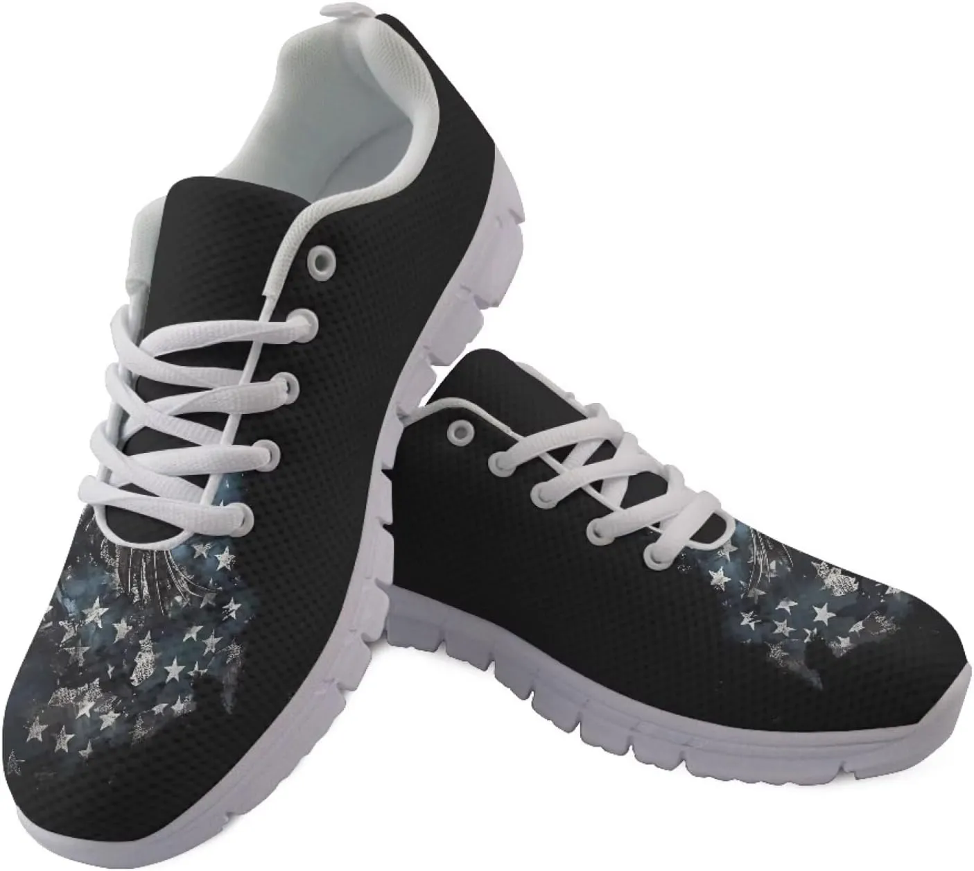 Forchrinse Cute Jean Cat with Green Eyes Women's Walking Running Shoes Slip on Easy Sneaker Sports Causal Athletic Shoes
