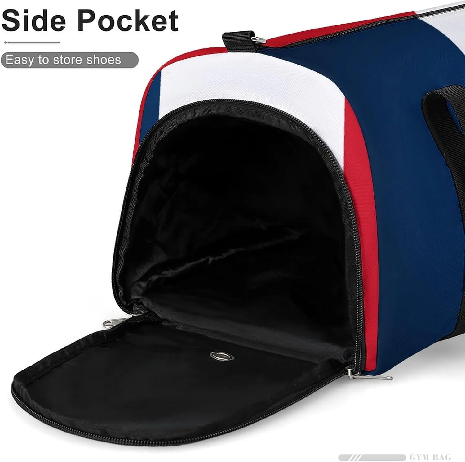 France Flag Travel Gym Bag Waterproof Weekender with Shoe Compartment and Wet Pocket