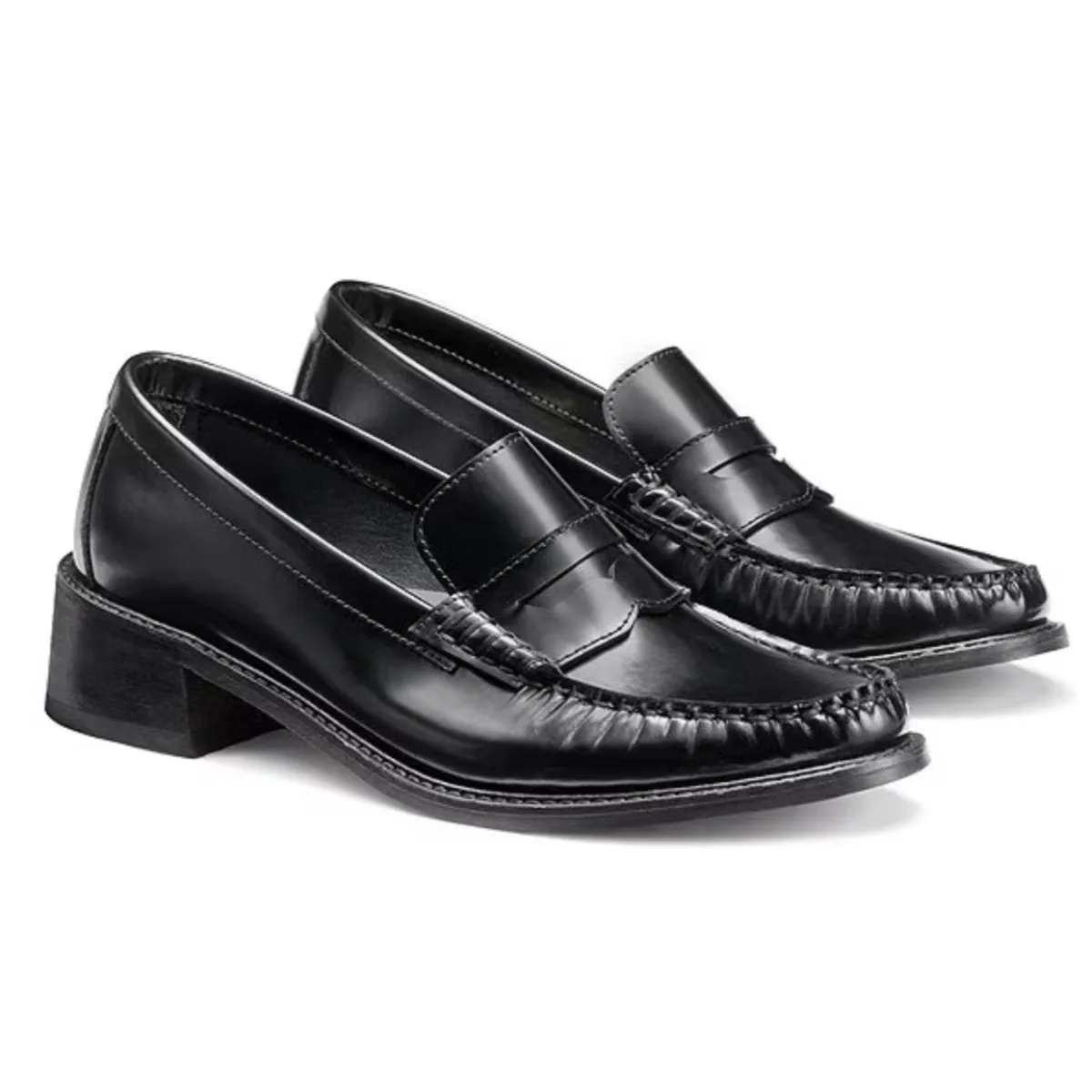 G.H. Bass Women's Whitney Heel Loafer Black Leather
