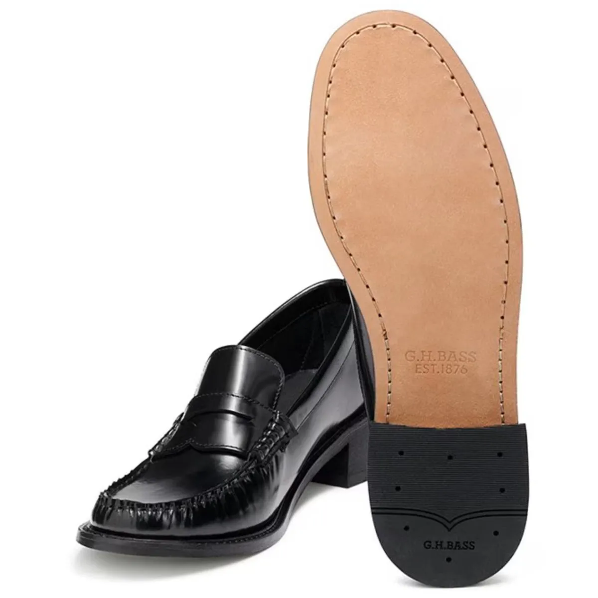 G.H. Bass Women's Whitney Heel Loafer Black Leather