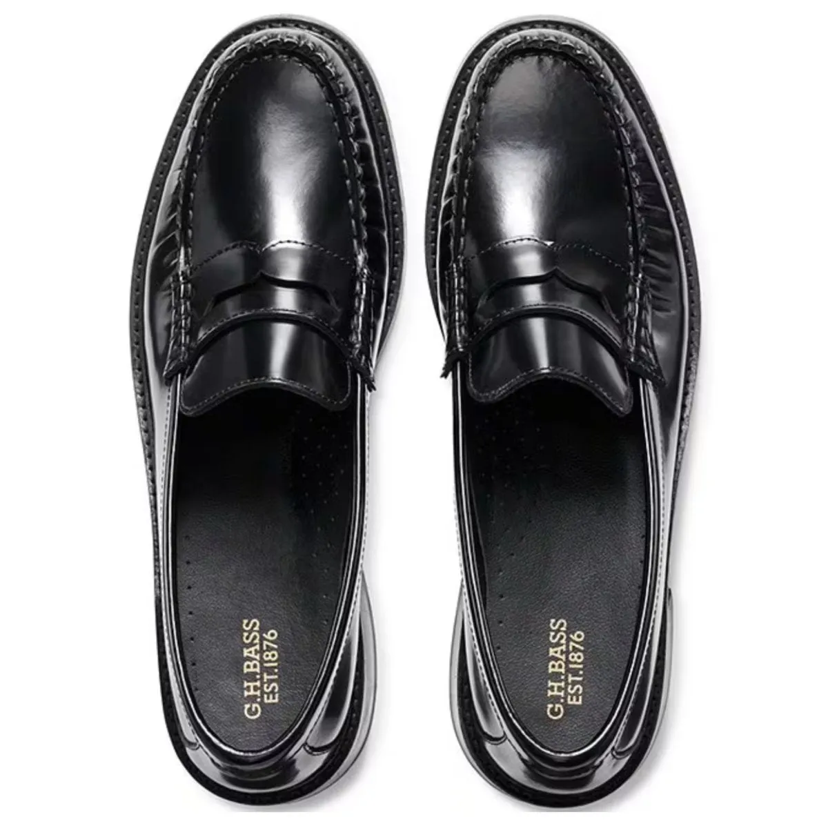 G.H. Bass Women's Whitney Heel Loafer Black Leather