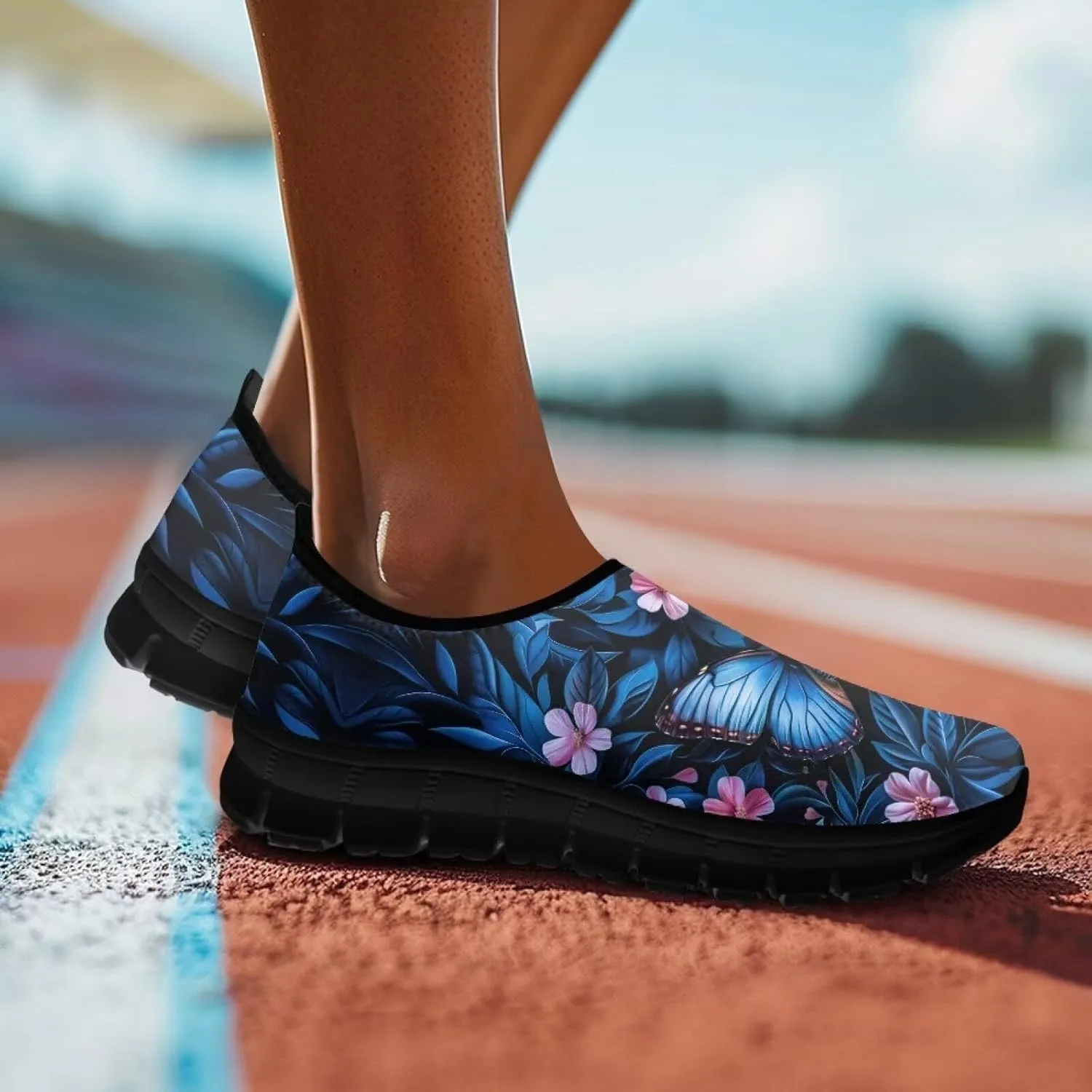 GOSTONG Sneakers for Women Non Slip Soft EVA Sole Running Hiking Shoes Easy Slip on Loafers Indoor Outdoor Black US 5.5-11.5