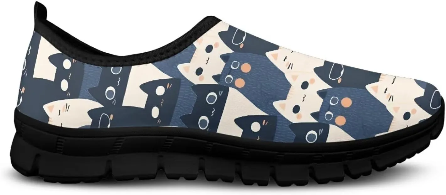 GOSTONG Sneakers for Women Non Slip Soft EVA Sole Running Hiking Shoes Easy Slip on Loafers Indoor Outdoor Black US 5.5-11.5