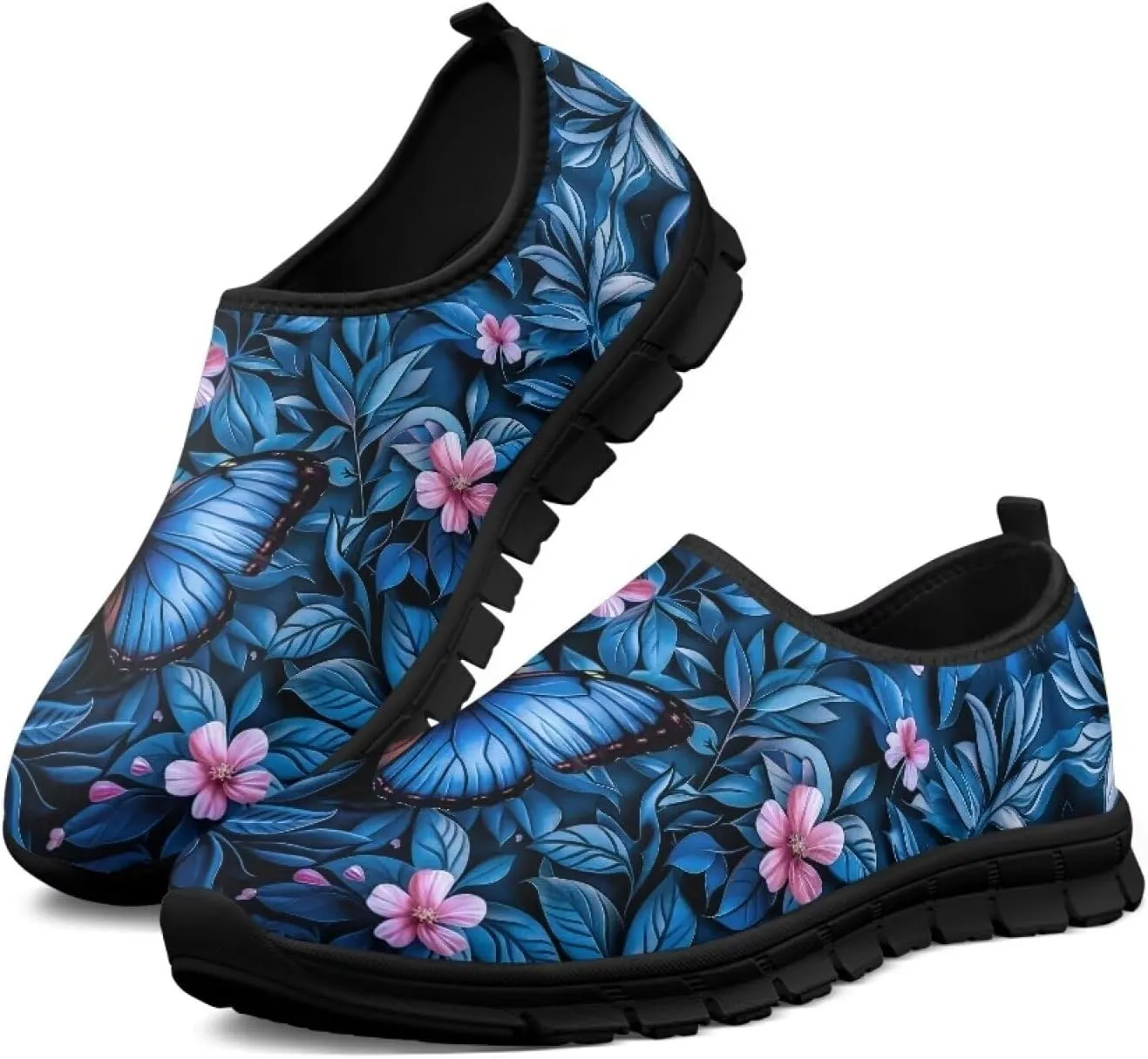 GOSTONG Sneakers for Women Non Slip Soft EVA Sole Running Hiking Shoes Easy Slip on Loafers Indoor Outdoor Black US 5.5-11.5