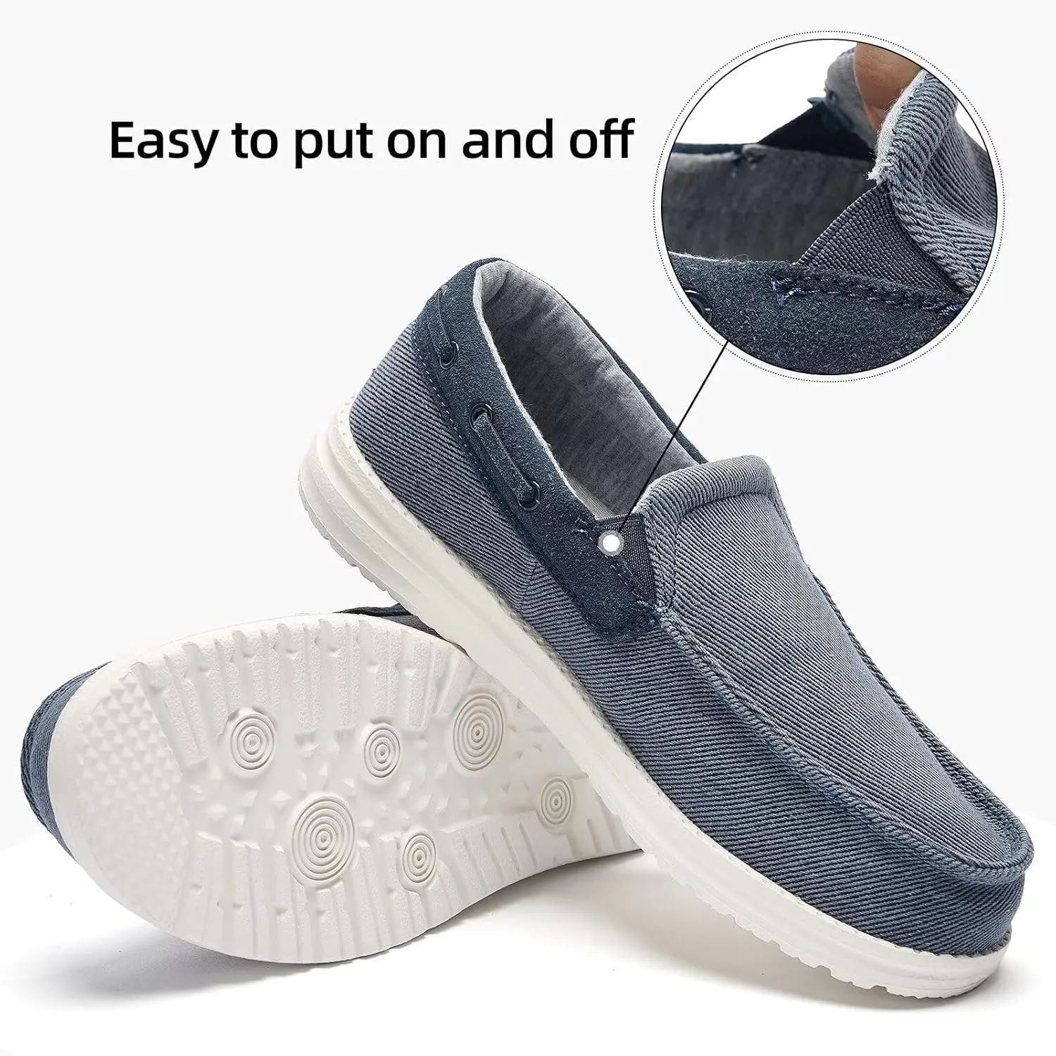 GQQ Mens Slip-on Loafers Casual Shoes - Mens Boat Shoes Comfortable Lightweight Canvas Walking Shoes