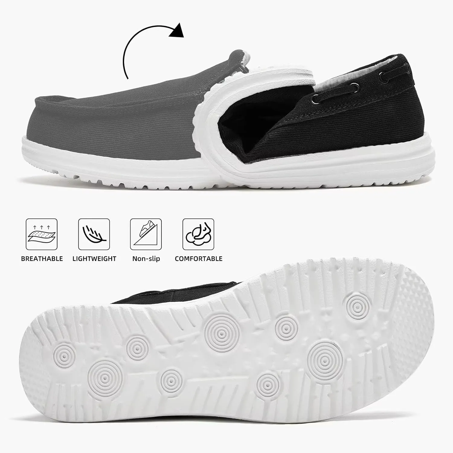 GQQ Mens Slip-on Loafers Casual Shoes - Mens Boat Shoes Comfortable Lightweight Canvas Walking Shoes