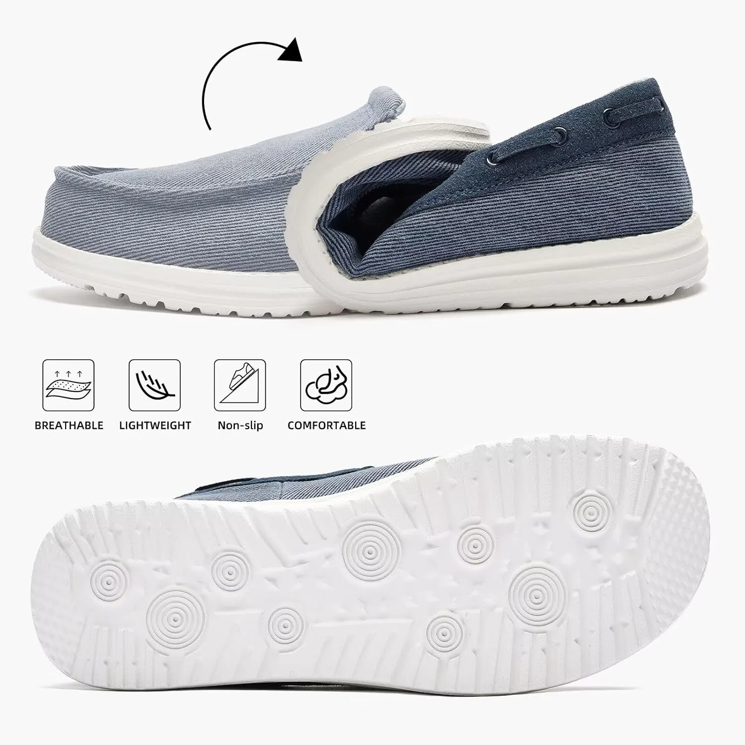 GQQ Mens Slip-on Loafers Casual Shoes - Mens Boat Shoes Comfortable Lightweight Canvas Walking Shoes