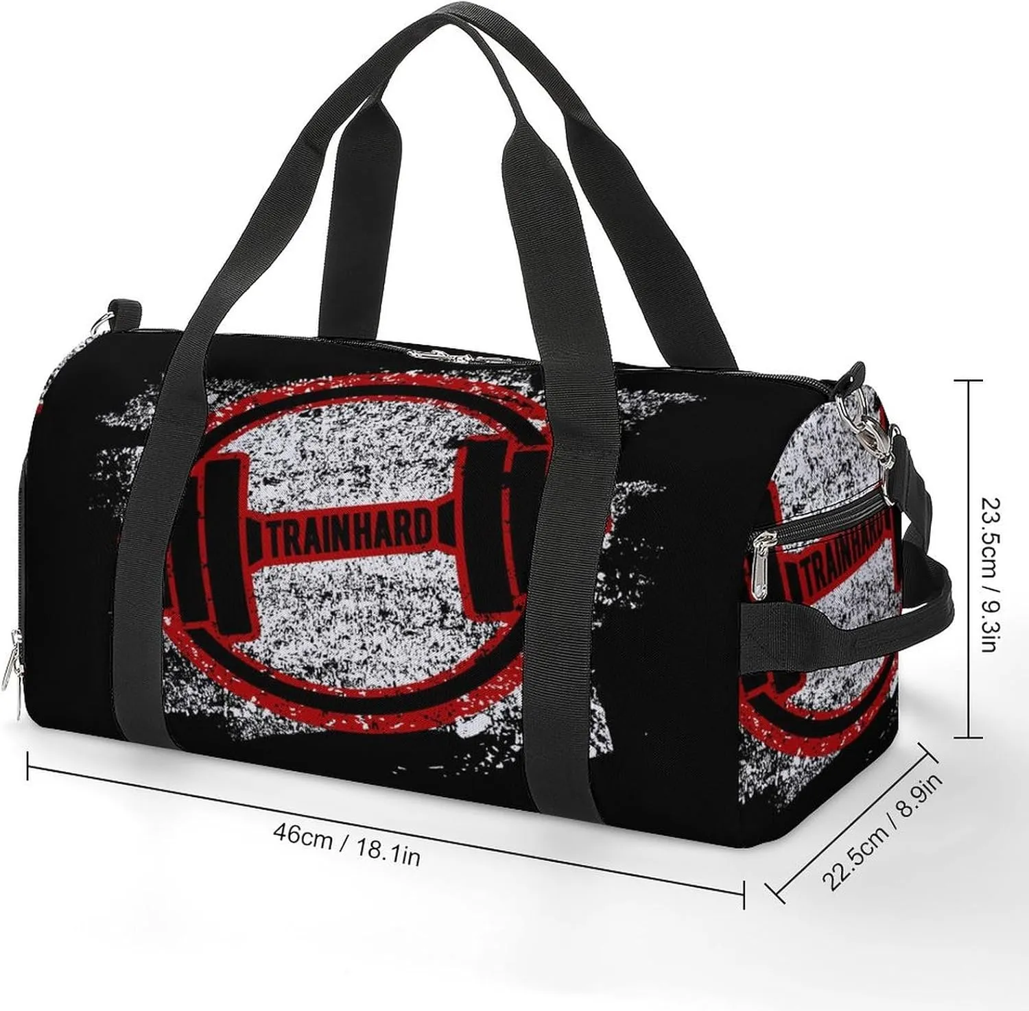Grunge Dumbbell Pattern Duffel Bag for Boys Girls with Waterproof Shoe Compartment