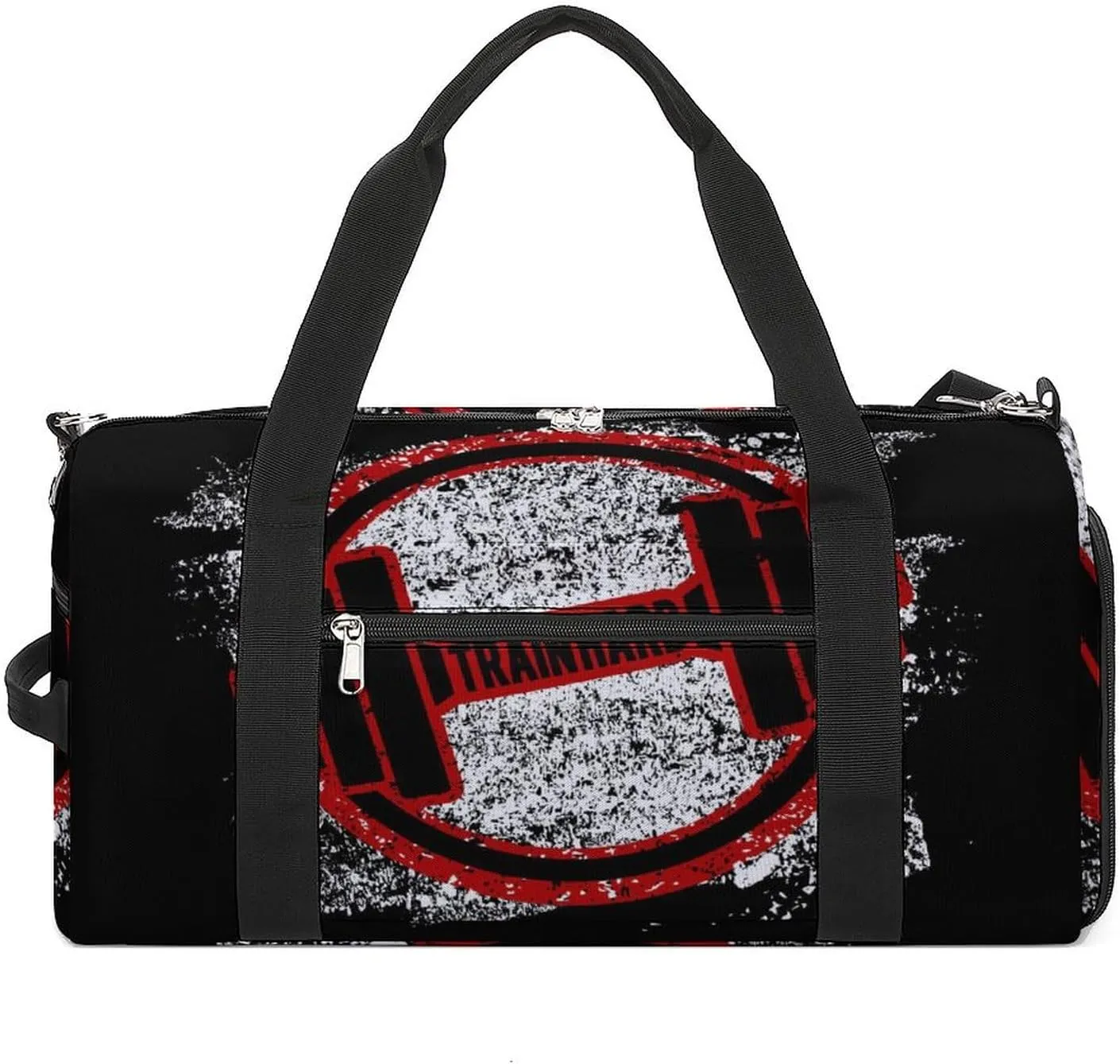 Grunge Dumbbell Pattern Duffel Bag for Boys Girls with Waterproof Shoe Compartment