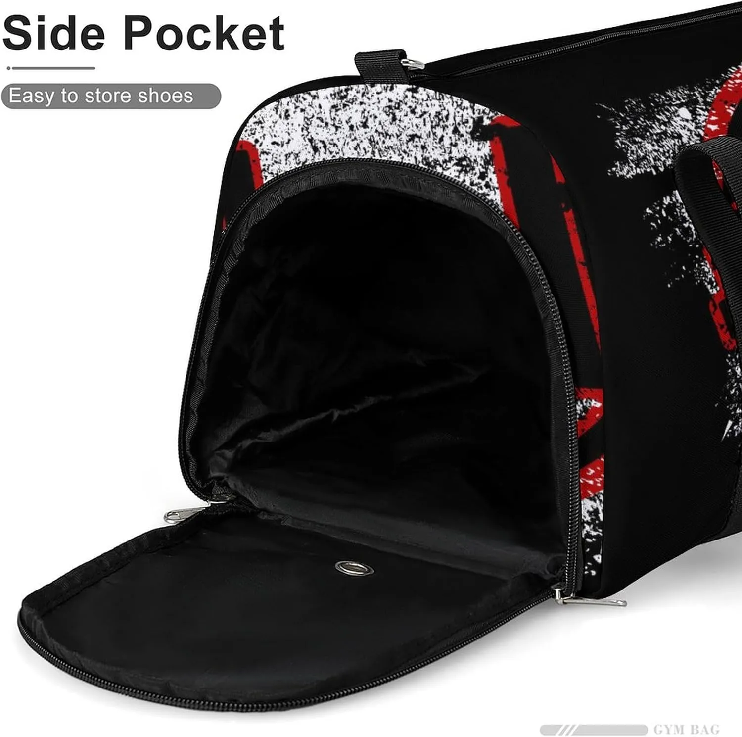 Grunge Dumbbell Pattern Duffel Bag for Boys Girls with Waterproof Shoe Compartment