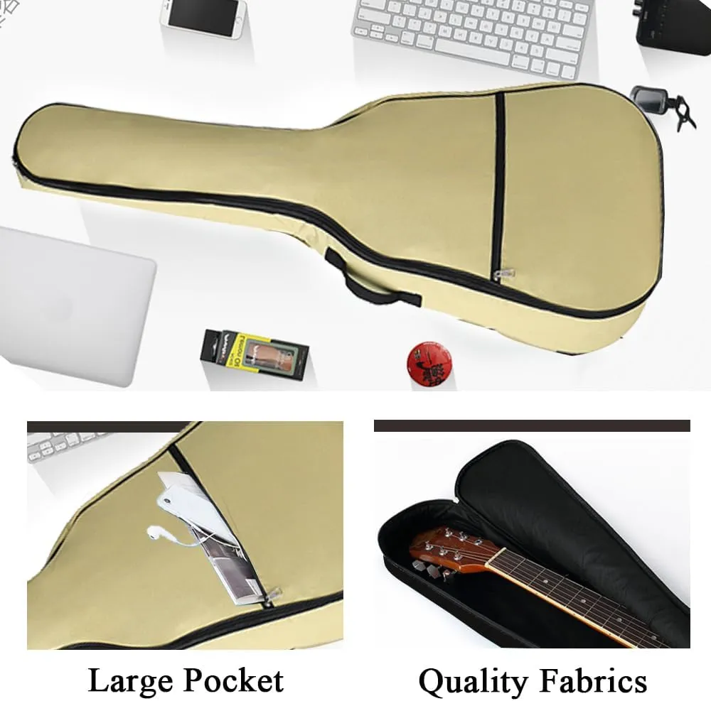 Gvince Portable Guitar Bag, Multi-color Waterproof 600D Oxford Fabric Guitar Case with Double Shoulders Adjustable Strap (Beige, 40/41inch)