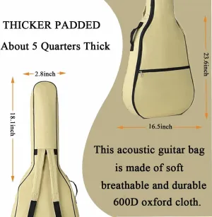 Gvince Portable Guitar Bag, Multi-color Waterproof 600D Oxford Fabric Guitar Case with Double Shoulders Adjustable Strap (Beige, 40/41inch)