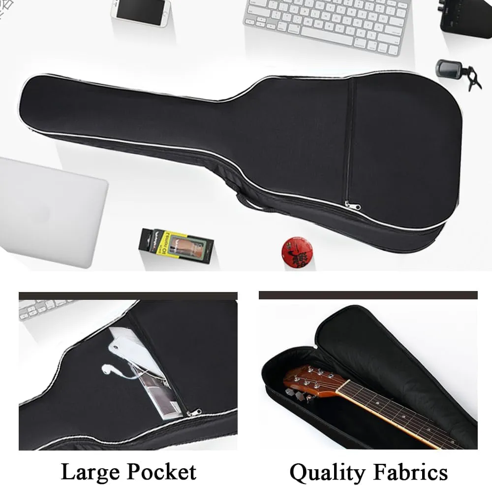 Gvince Portable Guitar Bag, Multi-color Waterproof 600D Oxford Fabric Guitar Case with Double Shoulders Adjustable Strap (Black, 40/41inch)