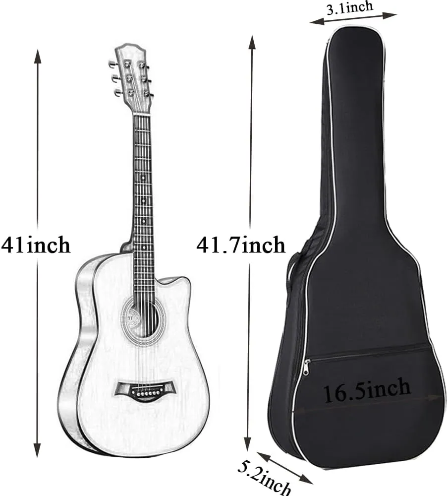 Gvince Portable Guitar Bag, Multi-color Waterproof 600D Oxford Fabric Guitar Case with Double Shoulders Adjustable Strap (Black, 40/41inch)