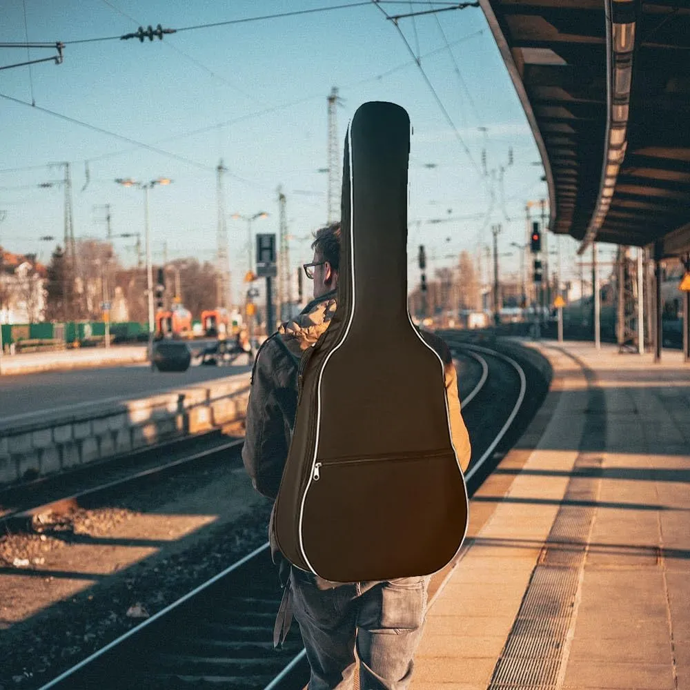 Gvince Portable Guitar Bag, Multi-color Waterproof 600D Oxford Fabric Guitar Case with Double Shoulders Adjustable Strap (Black, 40/41inch)