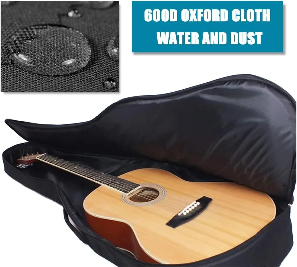 Gvince Portable Guitar Bag, Multi-color Waterproof 600D Oxford Fabric Guitar Case with Double Shoulders Adjustable Strap (Black, 40/41inch)