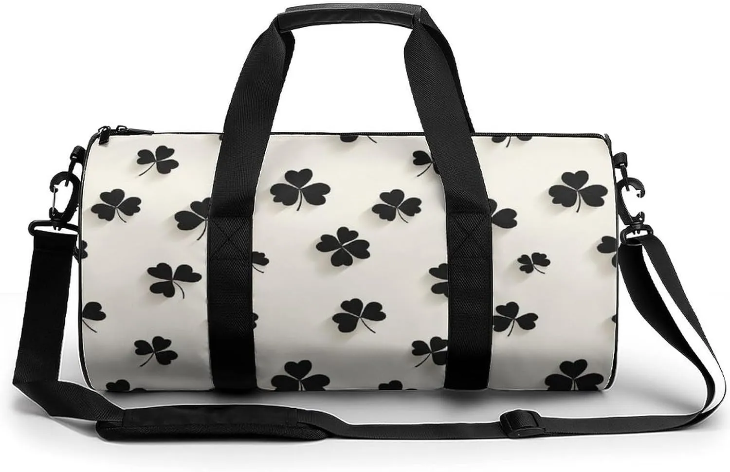 Gym Bag 17in for Men Women, Waterproof Foldable Sports Organizer, Durable Workout Travel Duffle Bag, Clover Leaf Shadows-145