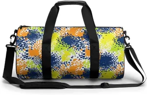 Gym Bag 17in for Men Women, Waterproof Foldable Sports Organizer, Durable Workout Travel Duffle Bag, Dynamic Dot Spray-249