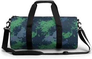 Gym Bag 17in for Men Women, Waterproof Foldable Sports Organizer, Durable Workout Travel Duffle Bag, Energetic Doodle Spray-326