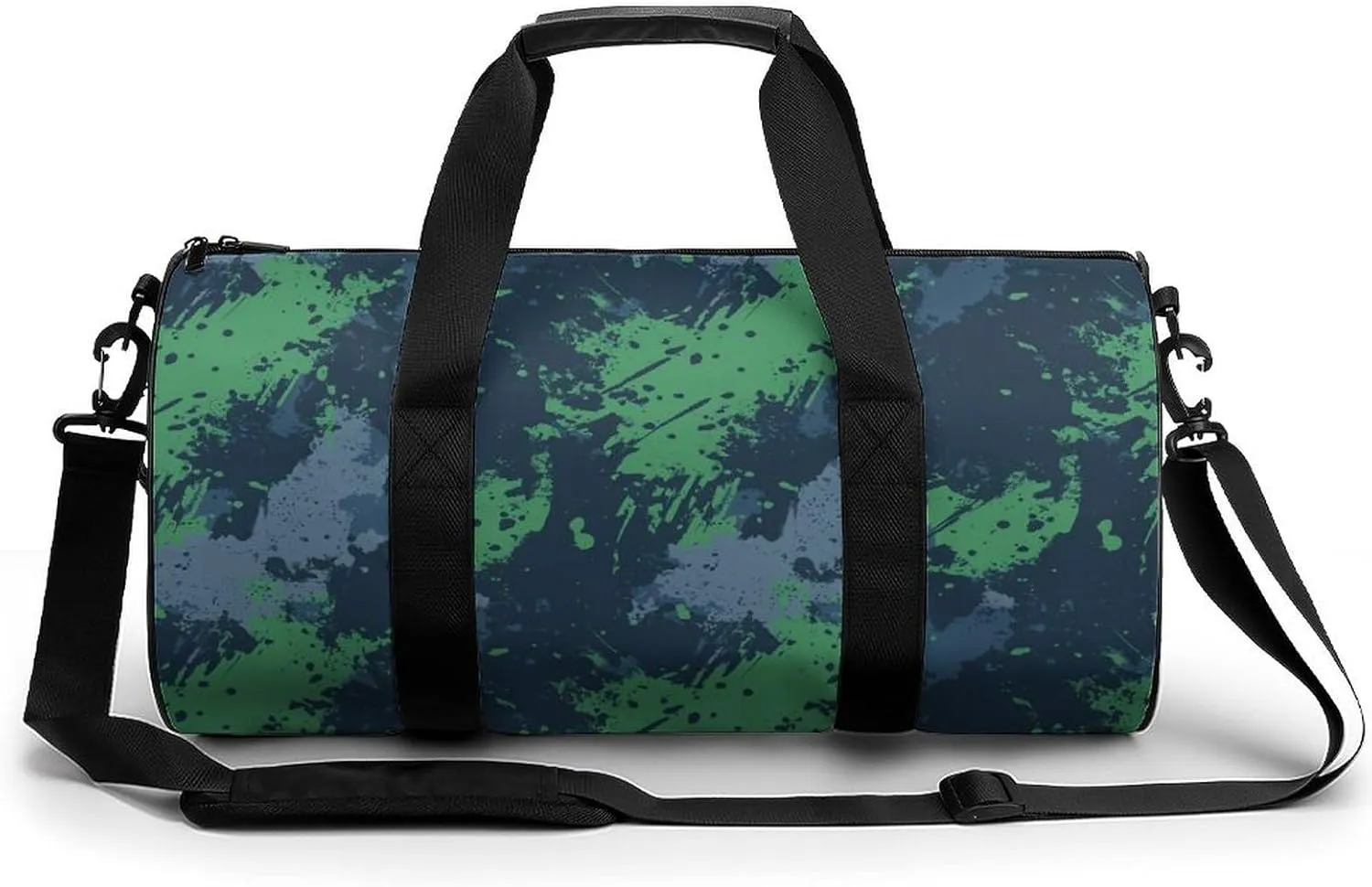Gym Bag 17in for Men Women, Waterproof Foldable Sports Organizer, Durable Workout Travel Duffle Bag, Energetic Doodle Spray-326