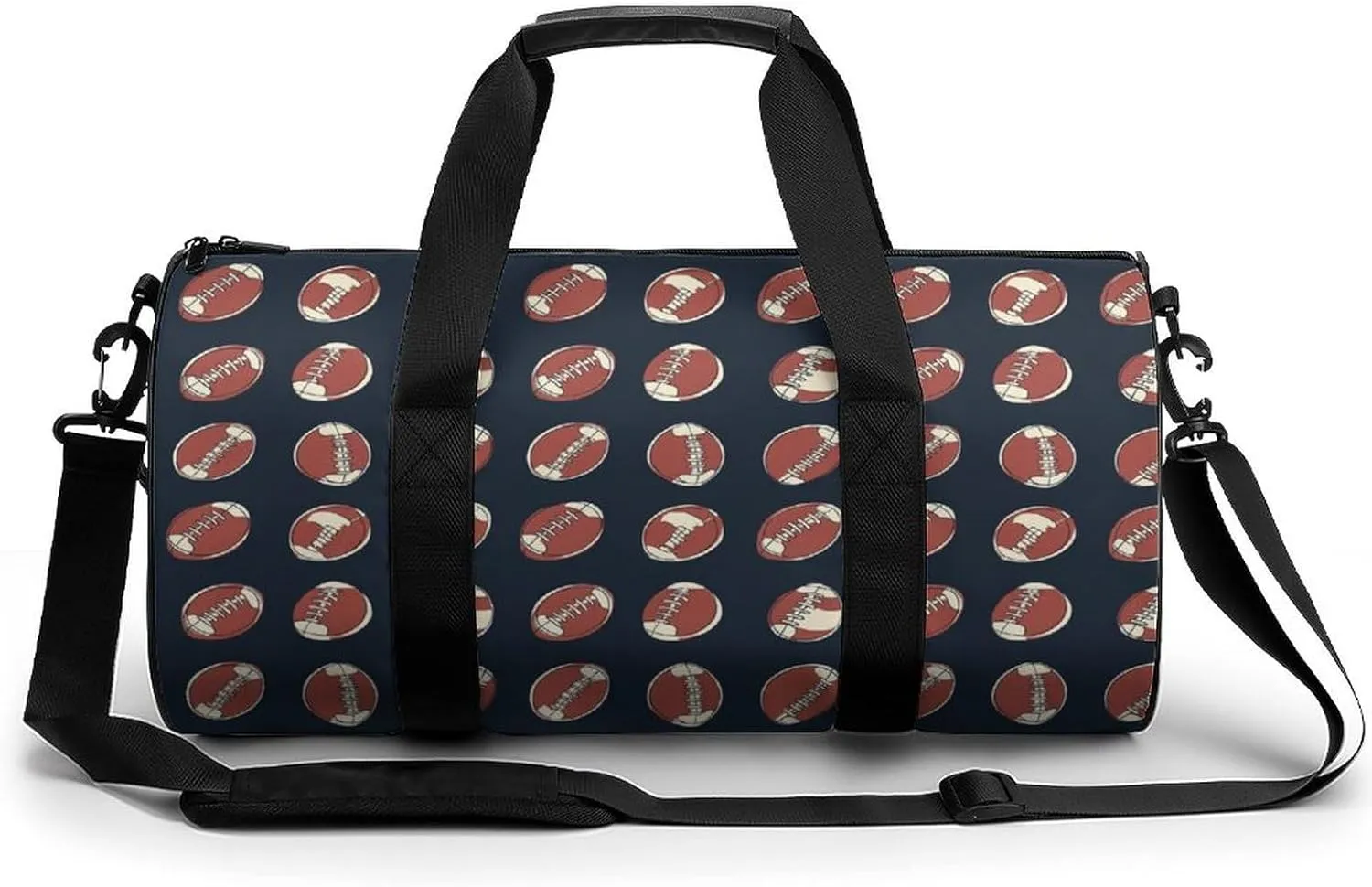 Gym Bag 17in for Men Women, Waterproof Foldable Sports Organizer, Durable Workout Travel Duffle Bag, Football Grid Formation-25