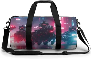 Gym Bag 17in for Men Women, Waterproof Foldable Sports Organizer, Durable Workout Travel Duffle Bag, Future Warfare-162