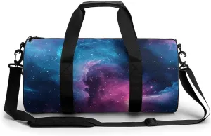Gym Bag 17in for Men Women, Waterproof Foldable Sports Organizer, Durable Workout Travel Duffle Bag, Galactic Symphony-56