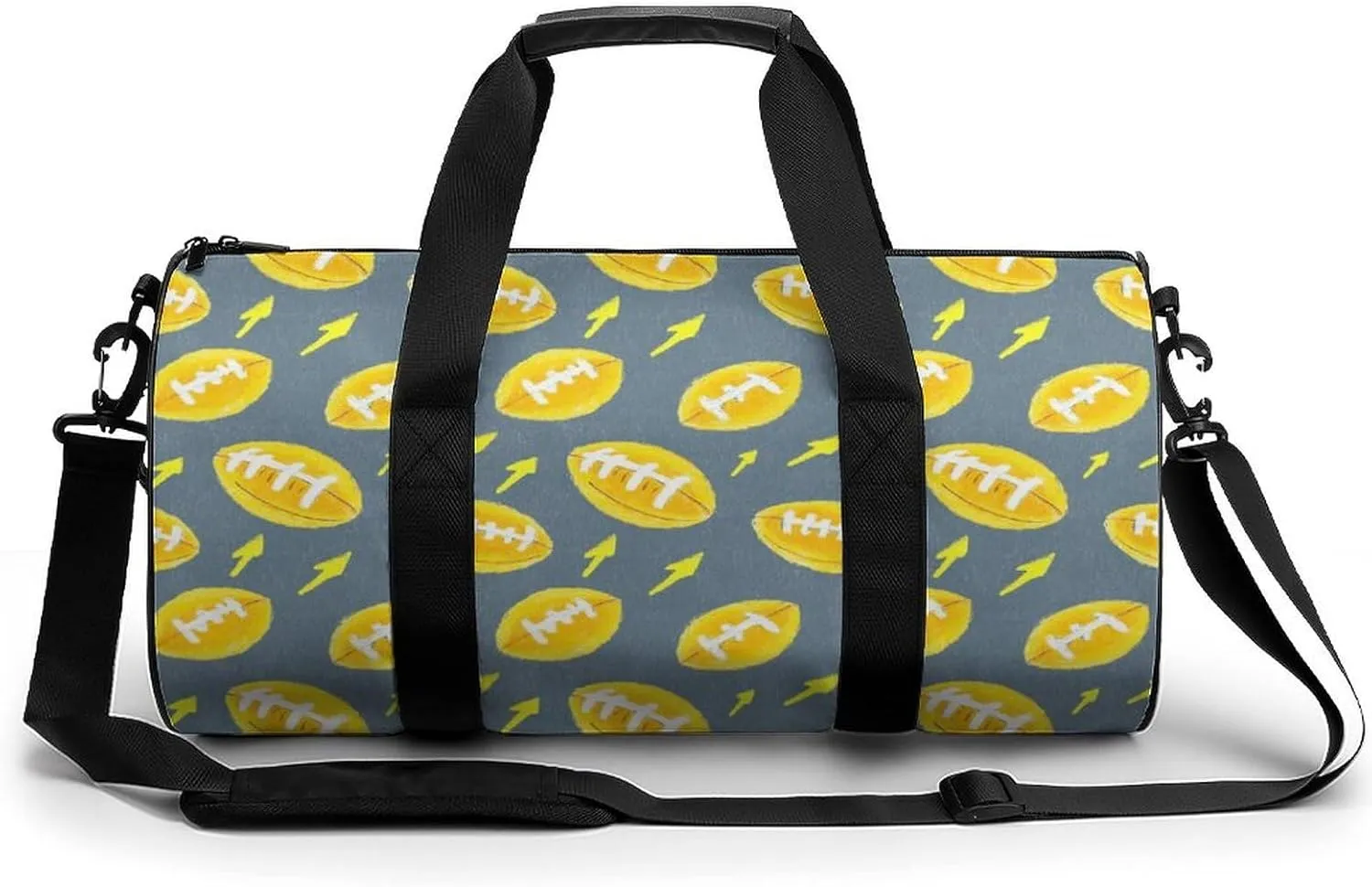 Gym Bag 17in for Men Women, Waterproof Foldable Sports Organizer, Durable Workout Travel Duffle Bag, Gridiron Sparks-43