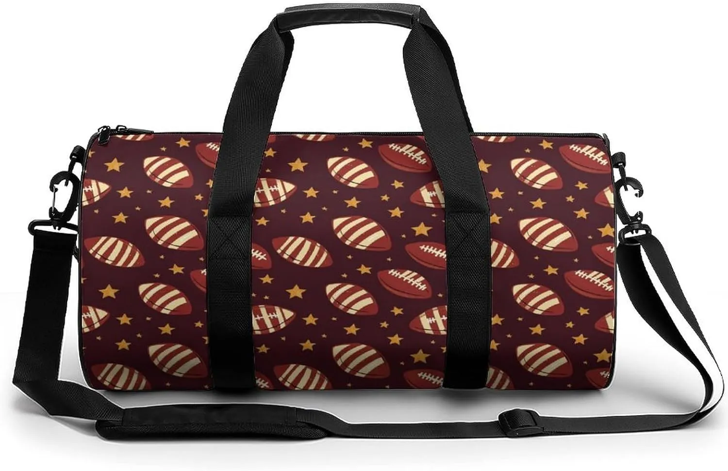 Gym Bag 17in for Men Women, Waterproof Foldable Sports Organizer, Durable Workout Travel Duffle Bag, Mahogany Red Sports Motif-67