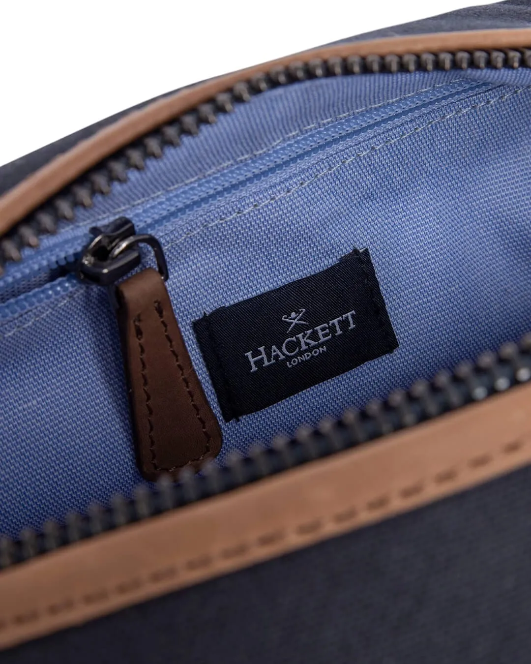 Hackett Navy And Brown Oxford Washbag