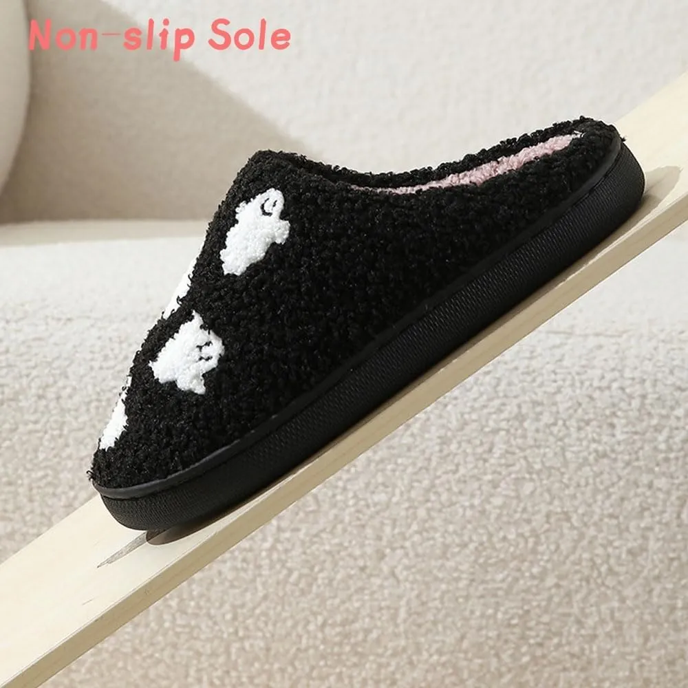 Halloween Skeleton Scream Fuzzy Slippers for Women and Men Cozy Plush Spooky Slippers Non-Slip Fluffy Halloween Christmas Gift