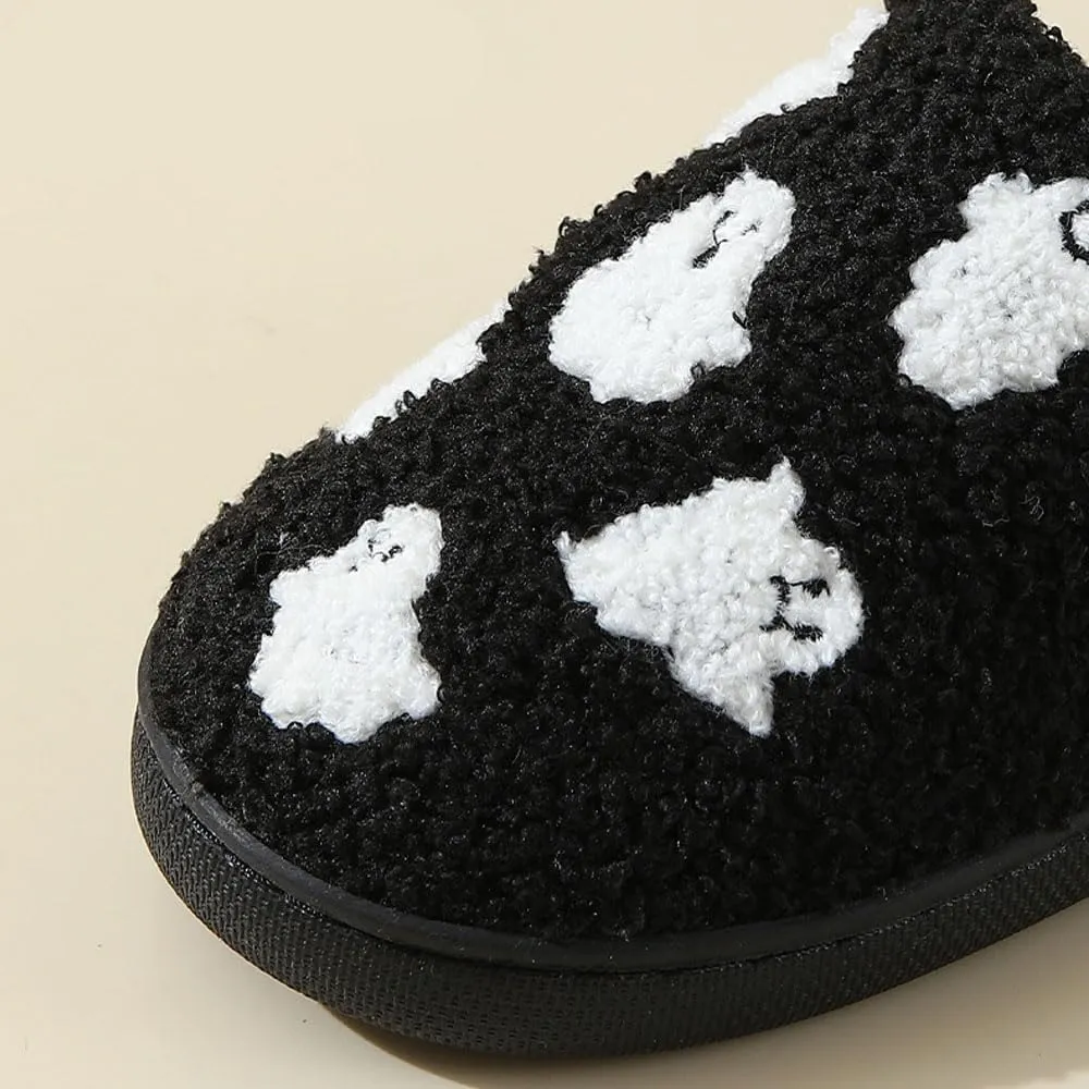 Halloween Skeleton Scream Fuzzy Slippers for Women and Men Cozy Plush Spooky Slippers Non-Slip Fluffy Halloween Christmas Gift