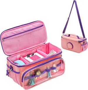 Hautton Carrying Case for Toniebox Starter Set, Portable Travel Carrying Bag for Tonies Audio Player, Tonies Figures, Headphone and Charging Station with Shoulder Strap and Handle -Pink