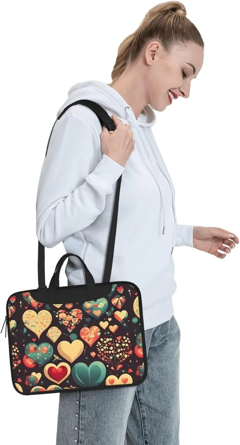 Heart Crush Flower Shockproof Portable Shoulder Laptop Bag For Daily Work Business Meetings