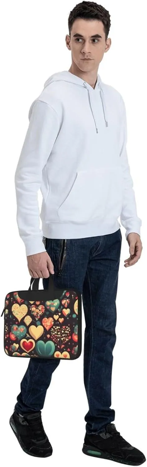 Heart Crush Flower Shockproof Portable Shoulder Laptop Bag For Daily Work Business Meetings