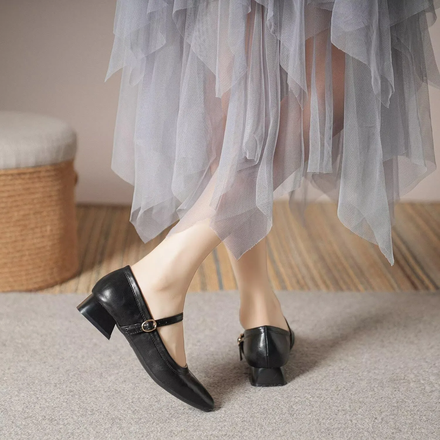 Hee grand Mary Jane Heels for Women Square Toe Low Heel Dress Shoes Comfortable Chunky Block Office Pumps