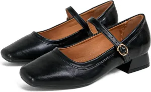 Hee grand Mary Jane Heels for Women Square Toe Low Heel Dress Shoes Comfortable Chunky Block Office Pumps