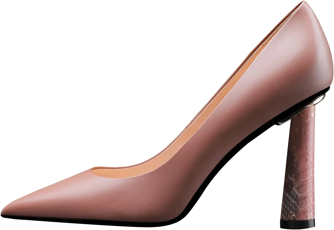 Heels for Women Pointed Toe Pumps Block High Heel Women Comfortable Pumps Leather Heel for Wedding Dress