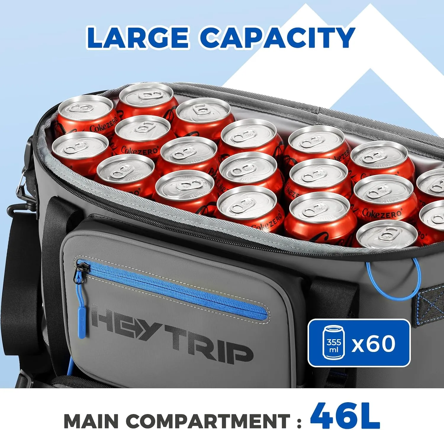 HEYTRIP Large Soft Cooler Bag, Soft Sided Insulated Cooler Hard Lid & Base Portable Beach Ice Chest with Shoulder Strap Leakproof Camping Cooler